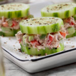 Cucumber Canape with Creamy Tuna Salad and Fresh Cracked Pepper