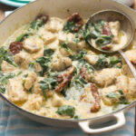 Creamy Tuscan chicken with sun dried tomatoes, spinach and parmesan