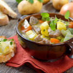 Homemade braised Irish stew with lamb, potatoes and other vegetables