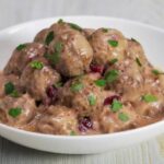 Creamy Cranberry Meatballs. baked meatballs in creamy cranberry sauce